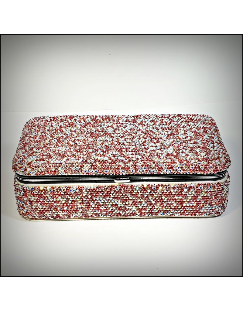 HRG0040 - Pink/Silver Full Stone Rectangular Jewellery Box