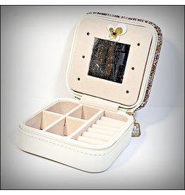 HRG0155 - Rose Gold, Crème Square Mini Jewellery Box