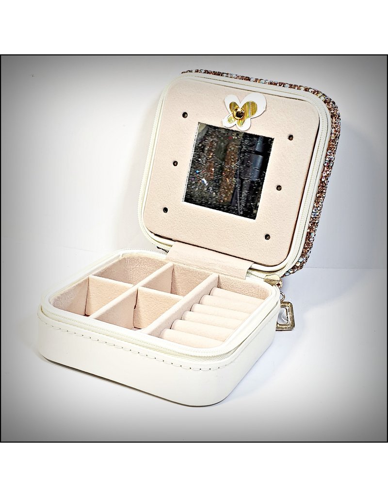 HRG0155 - Rose Gold, Crème Square Mini Jewellery Box