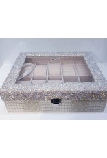 HRG0005 - White, M.O.P Square Jewellery Box With Watch Holders
