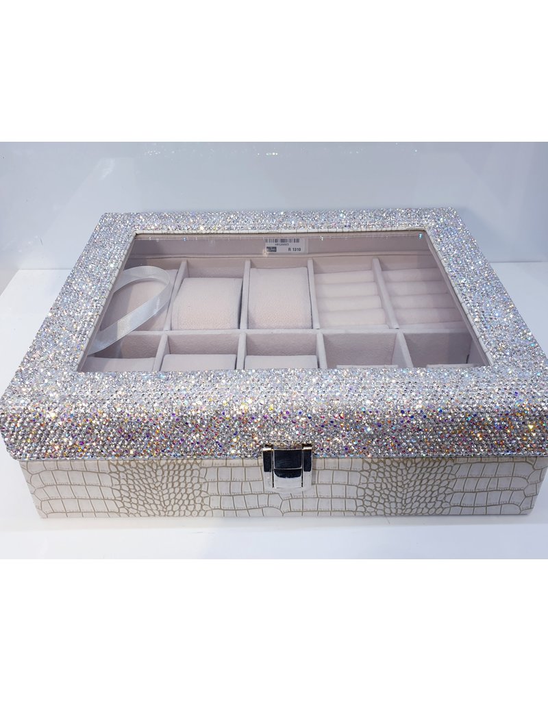 HRG0005 - White, M.O.P Square Jewellery Box With Watch Holders