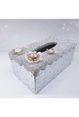 HRF0056 - Tissue Box with pearl, flowers