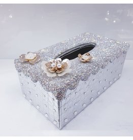 HRF0056 - Tissue Box with pearl, flowers