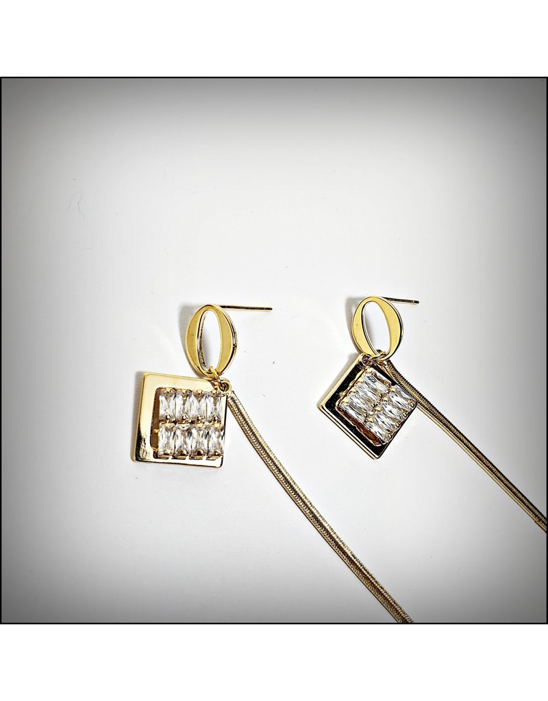 ERH0239 - Gold Drop Square  Earring