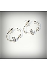 ERH0238 - silver hoops /pearls