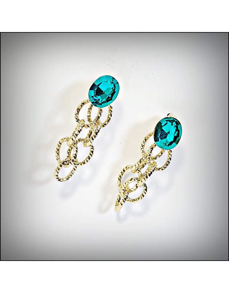 ERH0253 - Gold Emerald  Earring