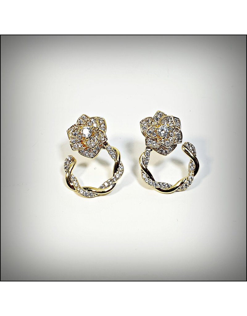 ERH0260 - Gold Flower/Ring  Earring