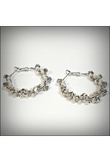 ERH0259 - Silver Pearls  Hoop Earring
