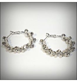 ERH0259 - Silver Pearls  Hoop Earring