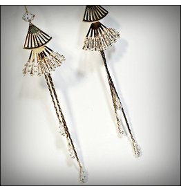 ERH0267 - Gold Fan Drop  Earring