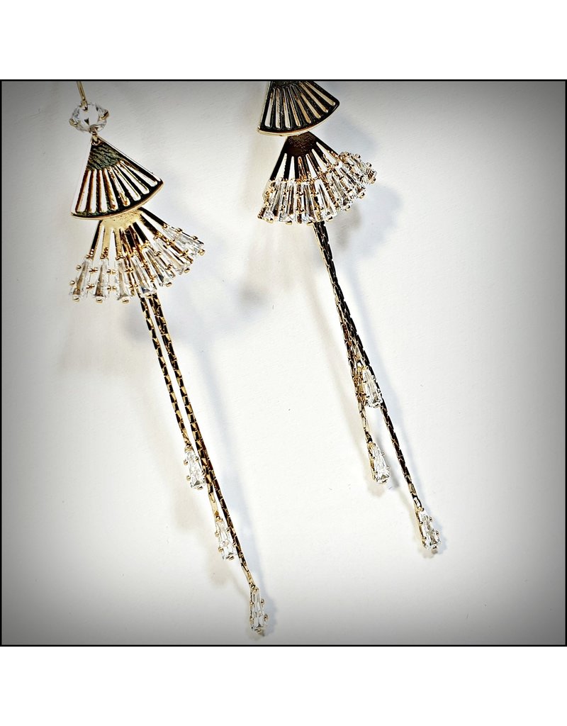 ERH0267 - Gold Fan Drop  Earring
