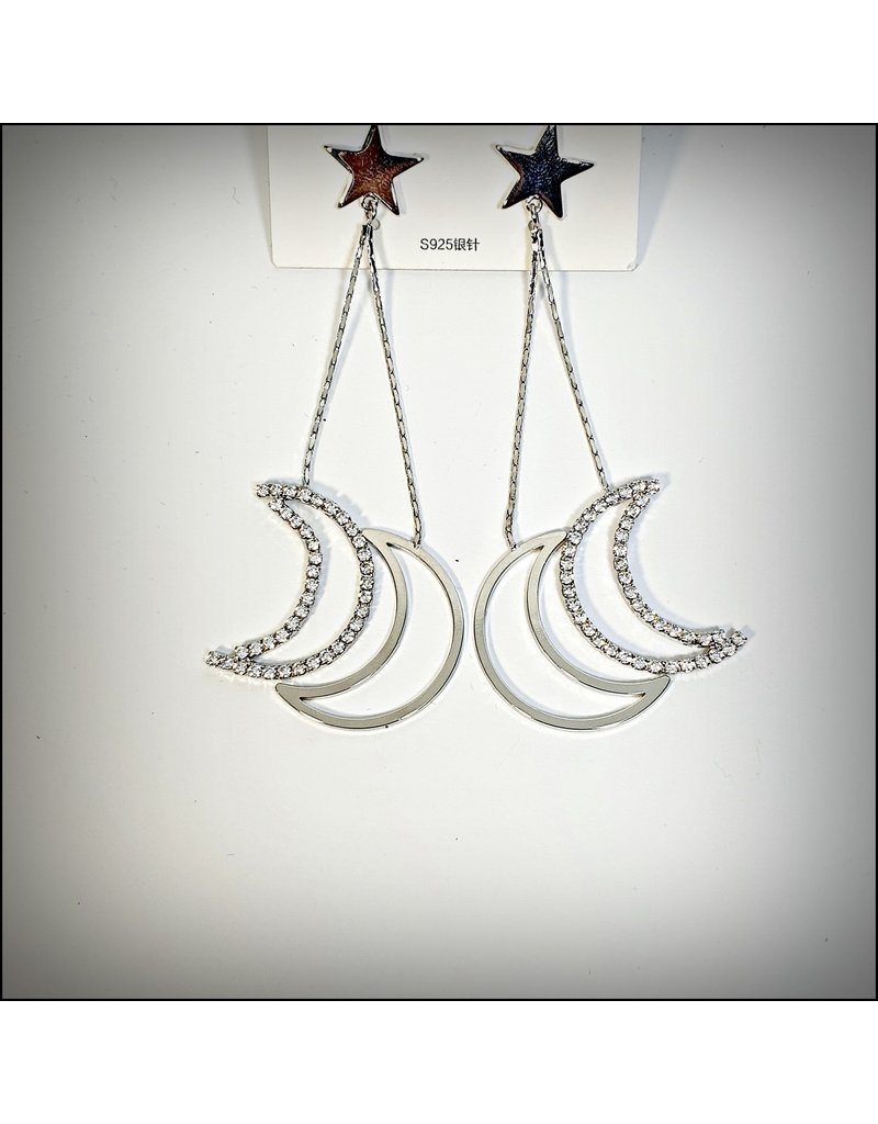ERH0272 - Silver Moon/Star  Earring