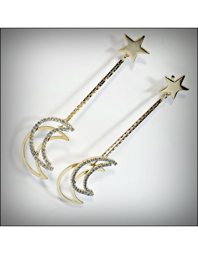 ERH0271 - Gold Moon/Star  Earring