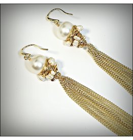 ERH0295 - Gold Pearl Drop  Earring