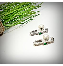 ERH0392 - Silver Green  Earring