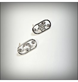 ERH0433 - Silver Oval With Star Earring