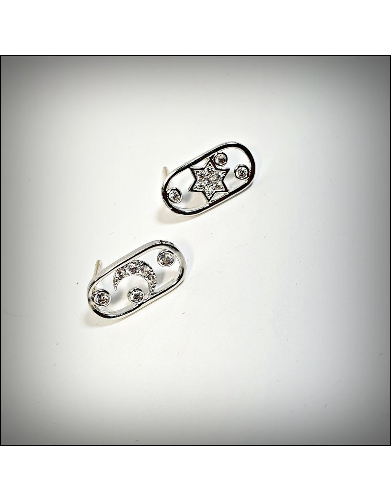 ERH0433 - Silver Oval With Star Earring