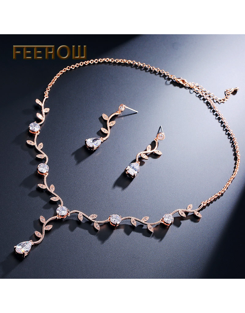 CSC0002 - Rose Gold Necklace & Earring Set