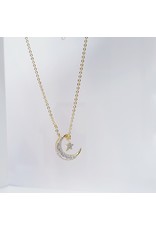 SCE0007 -Gold, Moon And Star Short Necklace