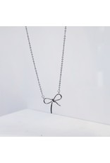 SCE0029 -Silver, Bow Short Necklace