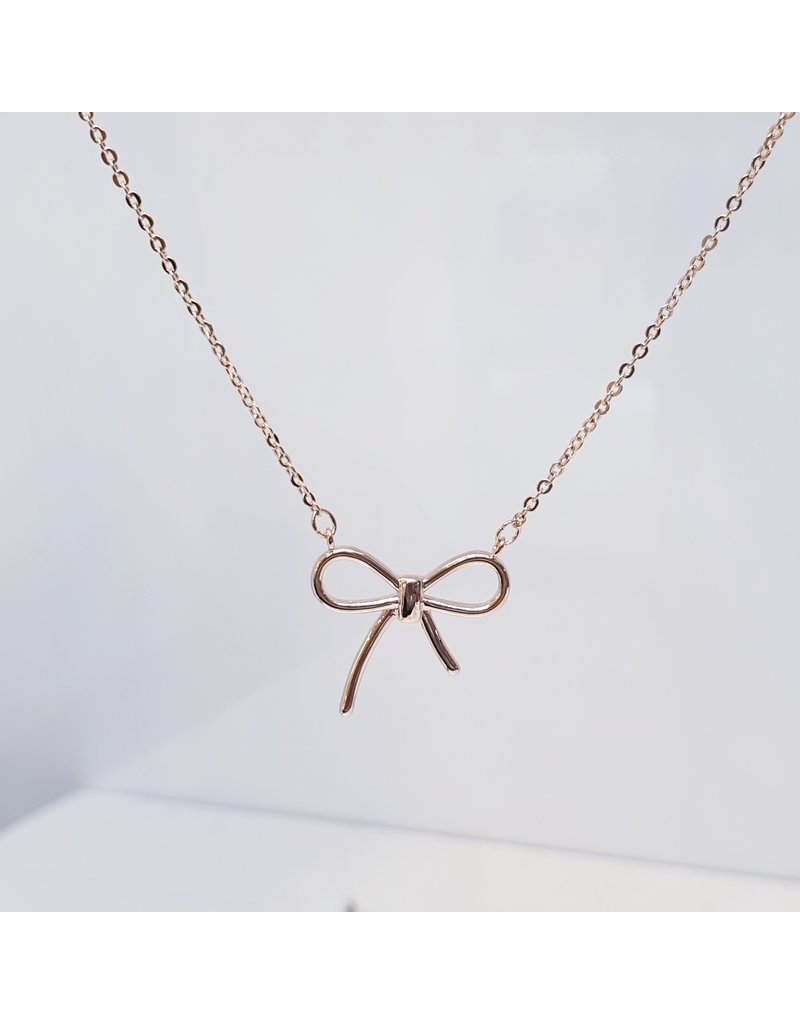 SCE0036 -Rose Gold, Bow Short Necklace