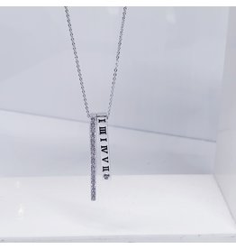 SCE0039 -Silver, Roman Numerals Short Necklace