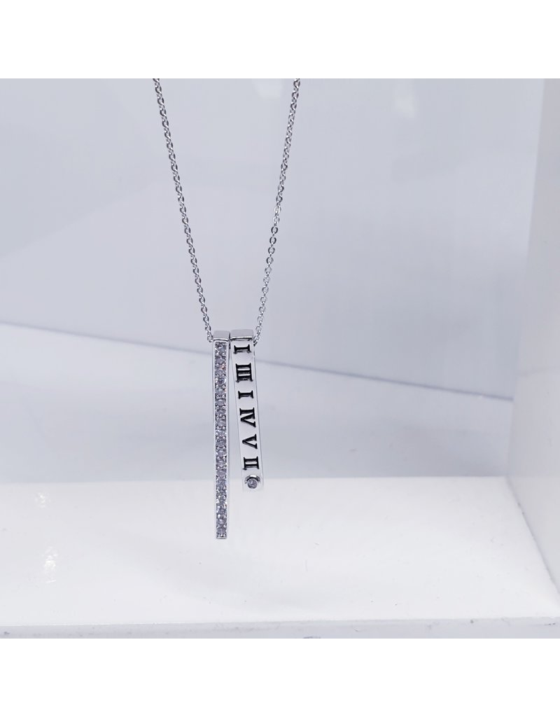SCE0039 -Silver, Roman Numerals Short Necklace
