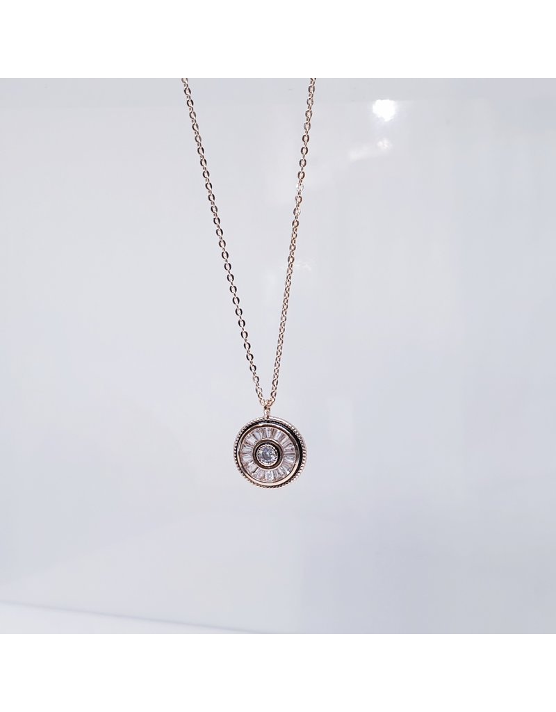 SCE0043 -Rose Gold, Disk Short Necklace