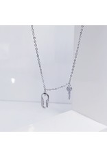 SCE0044 -Silver, Keys Short Necklace