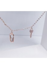 SCE0050 -Rose Gold, Keys Short Necklace