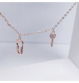 SCE0050 -Rose Gold, Keys Short Necklace