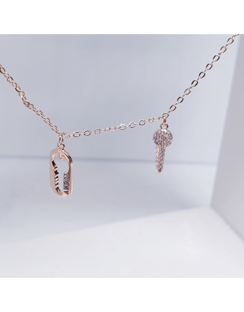 SCE0050 -Rose Gold, Keys Short Necklace
