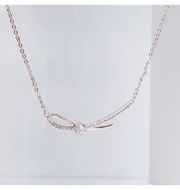 SCE0063 -Rose Gold, Bow Short Necklace