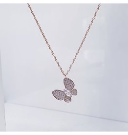 SCE0066 -Rose Gold, Butterfly Necklace Short Necklace