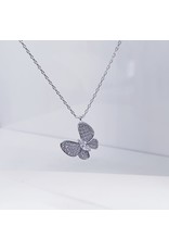 SCE0077 -Silver, Butterfly Necklace Short Necklace