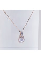 SCE0081 -Rose Gold, Single Stone Pendant Short Necklace