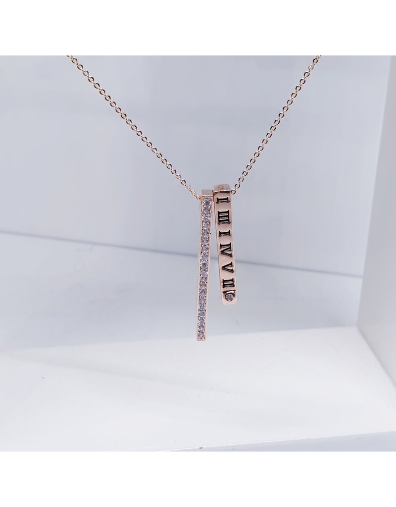 SCE0083 -Rose Gold, Roman Numerals Short Necklace