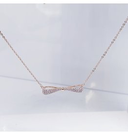 SCE0085 -Rose Gold, Bow Short Necklace