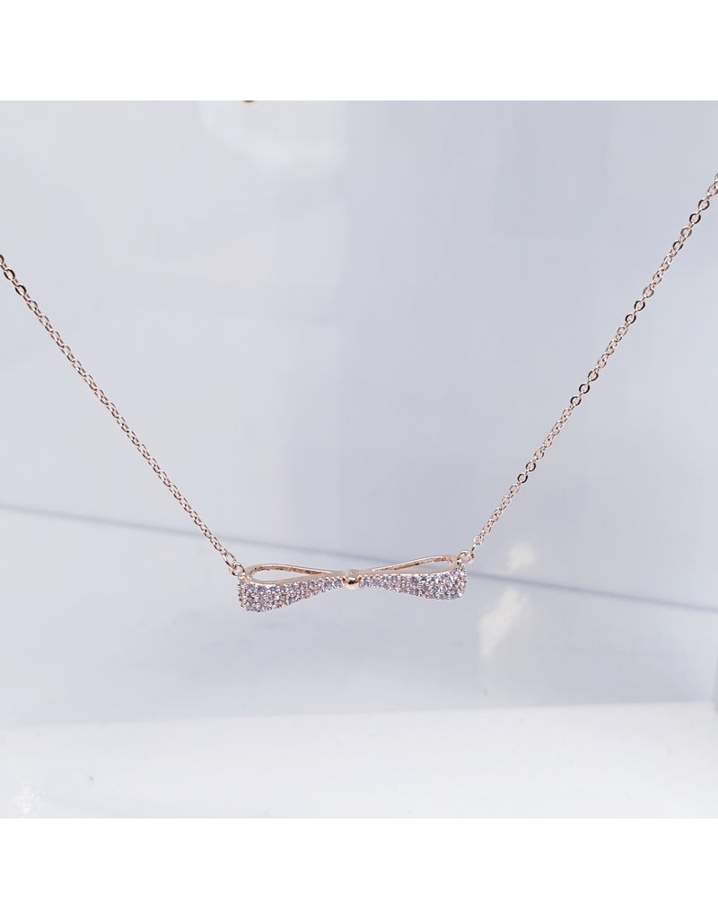 SCE0085 -Rose Gold, Bow Short Necklace