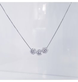 SCE0091 -Silver, 3 Ball Short Necklace