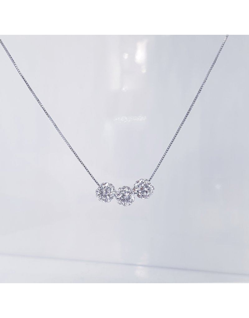 SCE0091 -Silver, 3 Ball Short Necklace