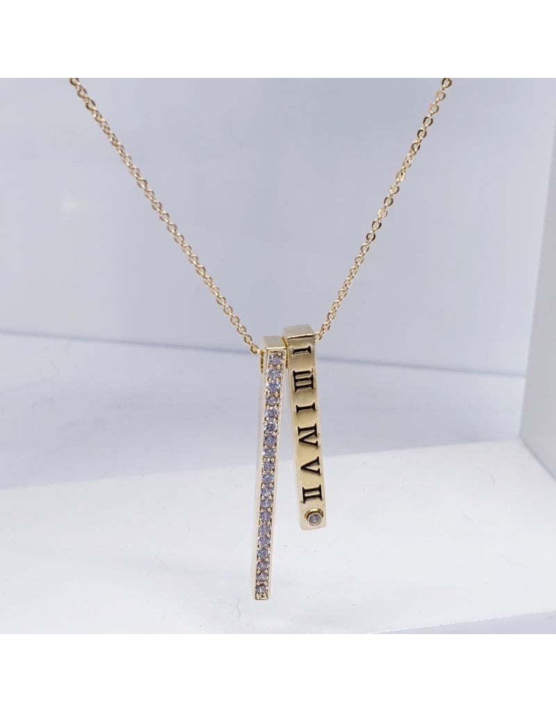 SCE0092 -Gold, Roman Numerals Short Necklace
