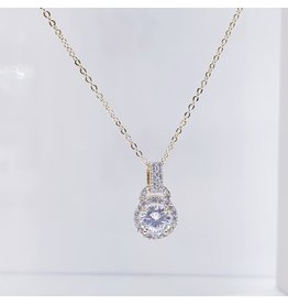 SCE0095 -Gold, Single Stone Pendant Short Necklace