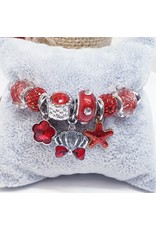 BAF0001 - Red, Flower, Crown, Starfish Charm Bracelet