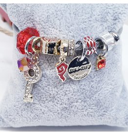 BAF0002 - Red, Key Charm Bracelet