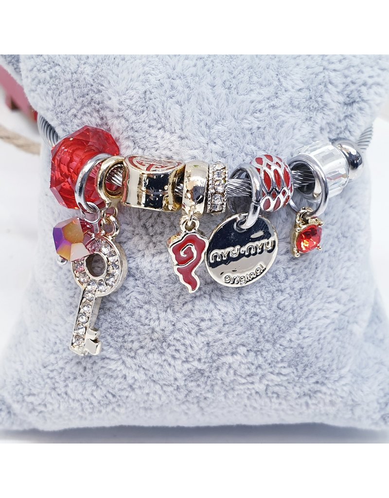 BAF0002 - Red, Key Charm Bracelet