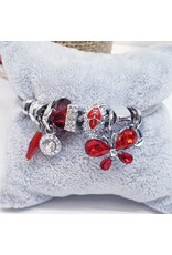 BAF0003 - Red, Butterfly, Square Charm Bracelet