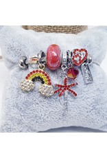 BAF0005 - Red, Palm, Rainbow, Hearts Charm Bracelet