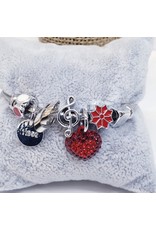 BAF0011 - Red, Heart, Flower, Music Note Charm Bracelet