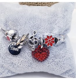 BAF0011 - Red, Heart, Flower, Music Note Charm Bracelet